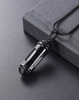 Glass & Steel Window Cylinder Urn Necklace