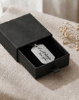 Silver Dog Tag Necklace in Black Gift Box