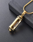 Glass & Steel Window Cylinder Urn Necklace