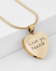 Handwriting Heart Urn Charm, Gold