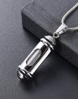 Glass & Steel Window Cylinder Urn Necklace