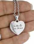 Silver Heart Charm Handwriting Necklace