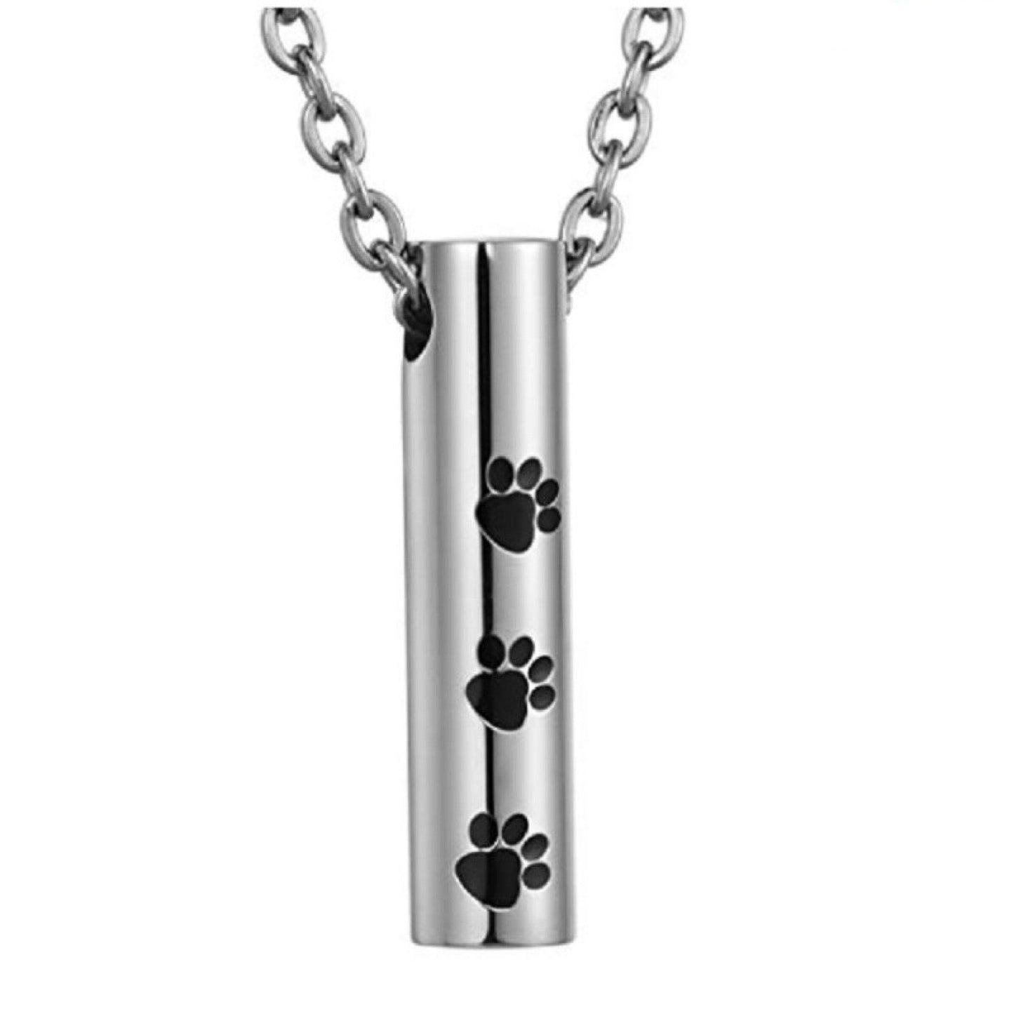 3 Paws Cylinder Cremation Jewelry