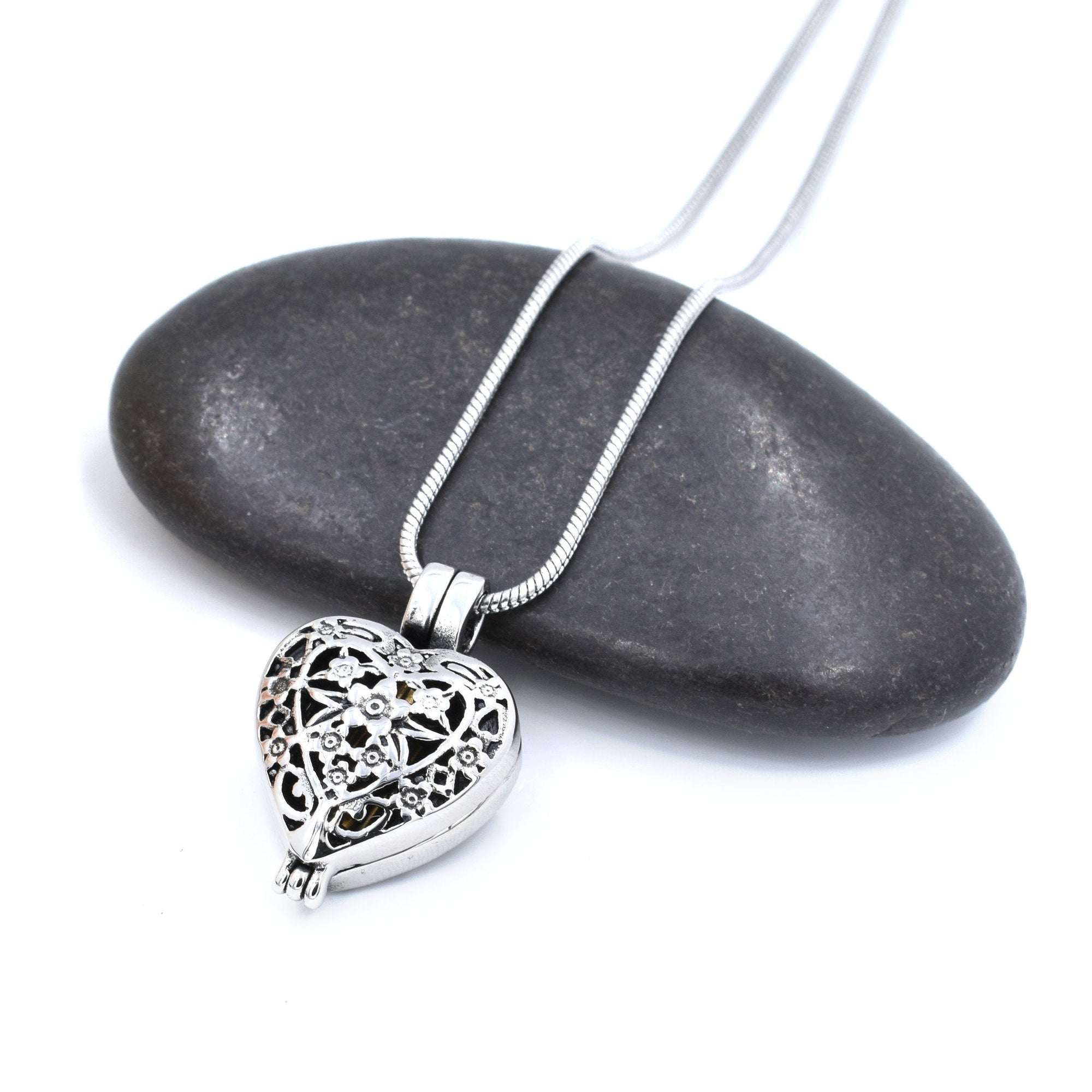 Always In My Heart Locket Necklace - Floral Back of Pendant - Sarah & Essie
