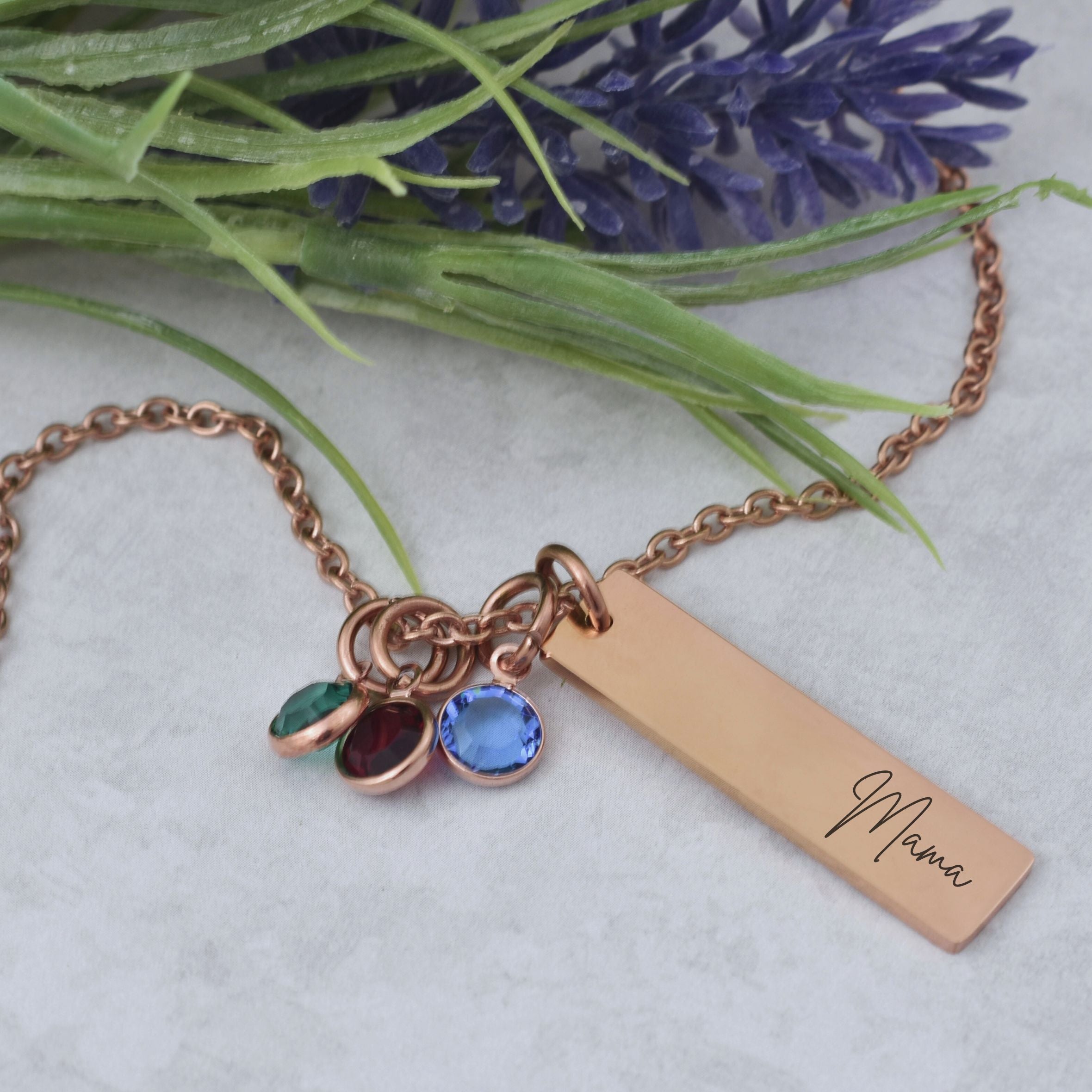 Personalized Birthstone Necklace For Women - Custom Initials Leaf Pendant, Family Tree Jewelry Gift For Mom, Grandma