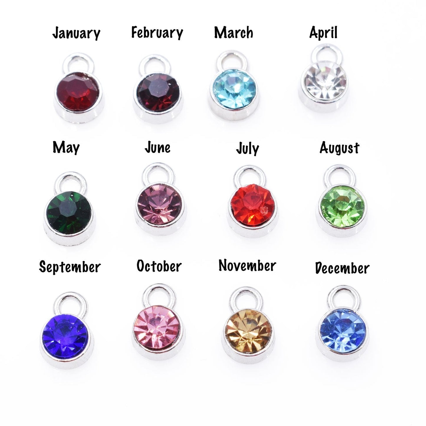 Stainless Steel Birthstone Charms, 6MM Drop Cremation Jewelry Accessories My Sweetest Memories
