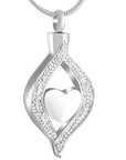 CZ Teardrop Ribbon Heart Urn Necklace Sarah & Essie Silver