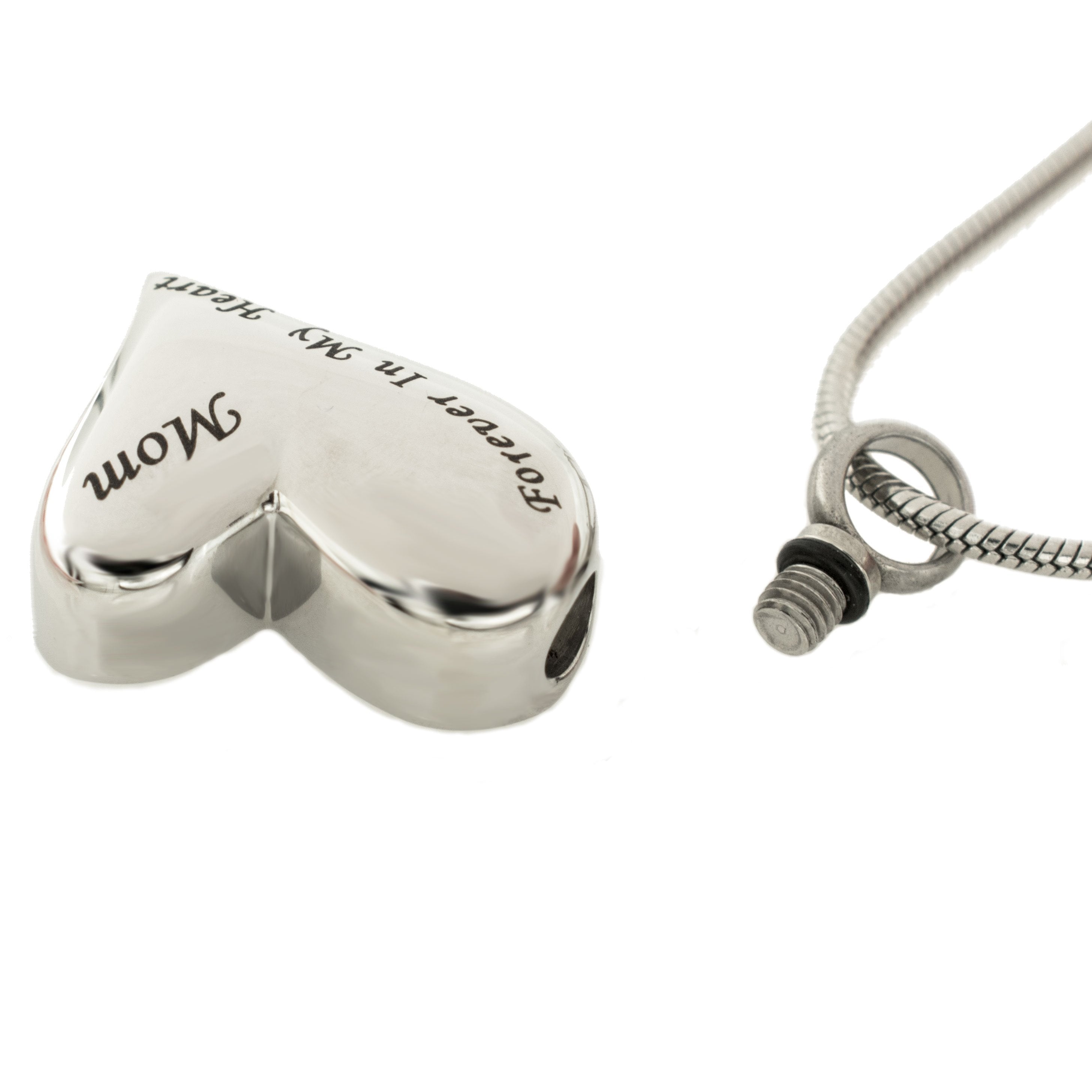 Sterling Silver Heart Cremation Ashes Memorial Urn Necklace