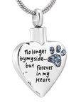Blue Paw Print Ashes Necklace on White Background