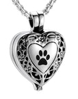 Paw Print Heart Locket Cremation Jewelry