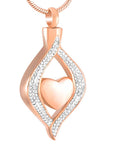 CZ Teardrop Ribbon Heart Urn Necklace Sarah & Essie Rose Gold