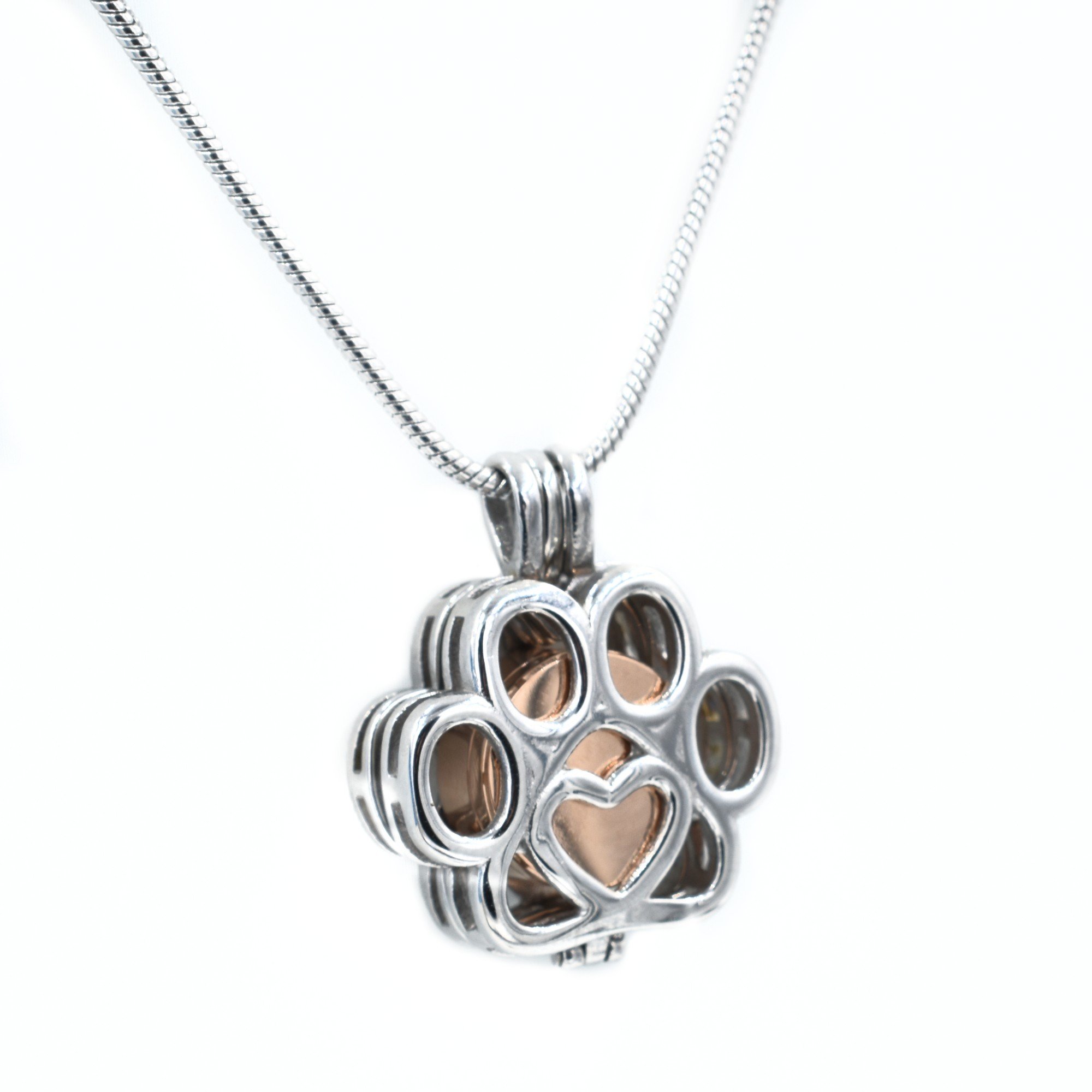 Filigree Paw Locket Urn Necklace Sarah & Essie Rose Gold