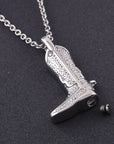 Silver Cowboy Boot Cremation Jewelry