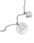 silver handwriting necklace with optional mini heart urn