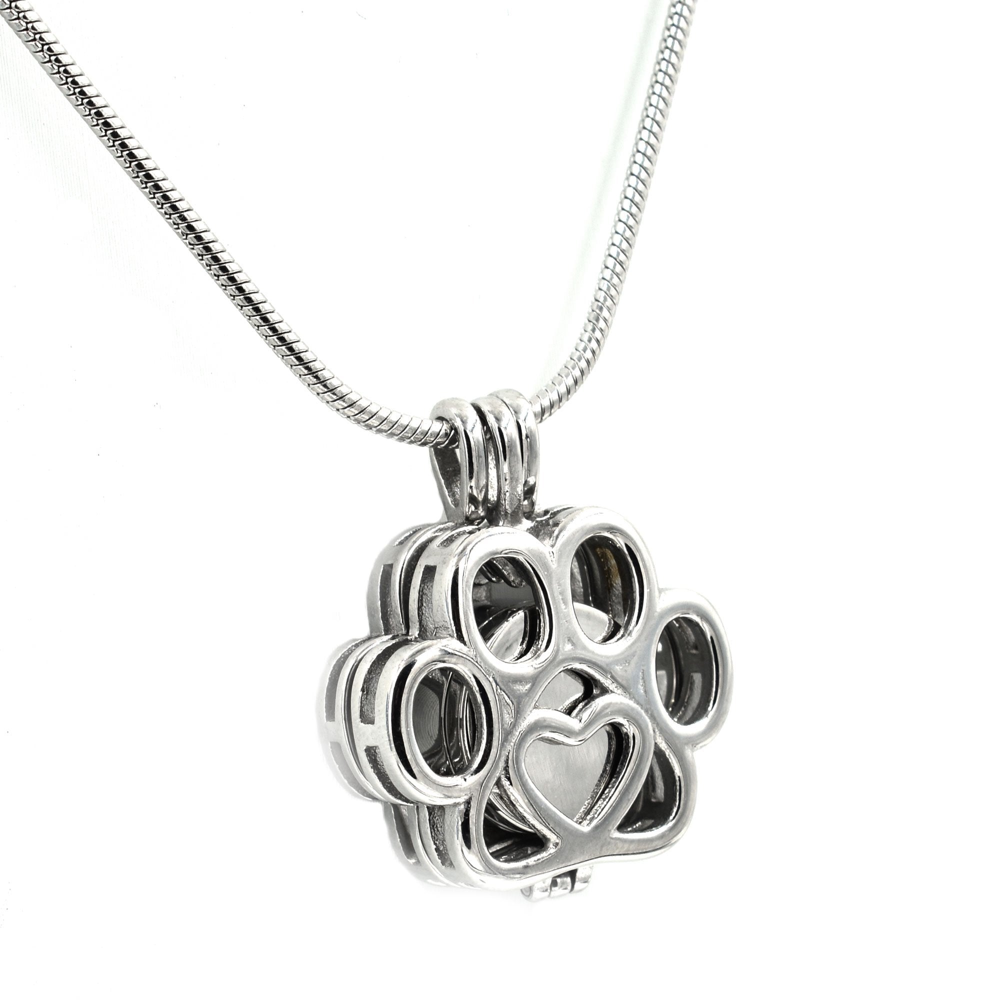 Filigree Paw Locket Urn Necklace Sarah & Essie Silver