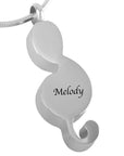 Black & Silver Treble Clef Memorial Ash Necklace, Engraved with Name