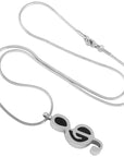 Black & Silver Treble Clef Memorial Ash Necklace with Snake Chain