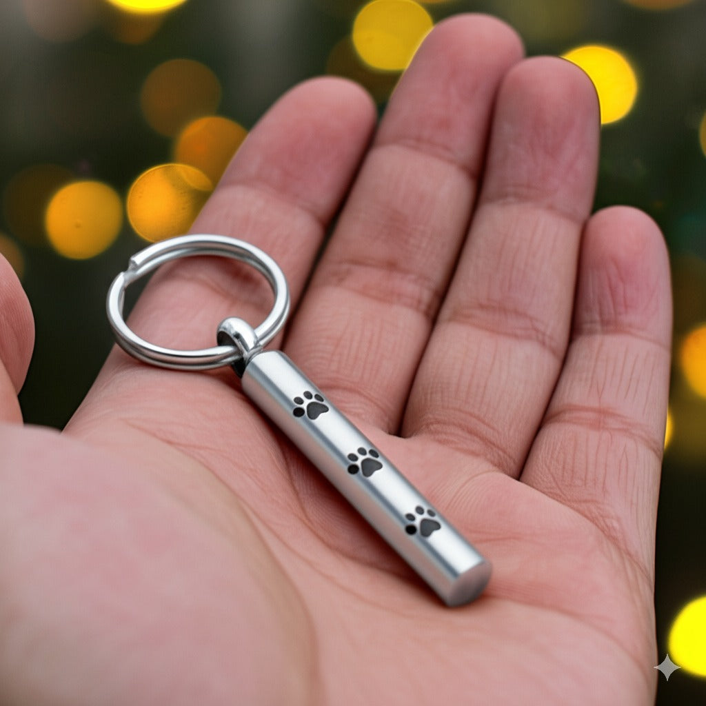 Paw Print Cylinder Keychain Urn