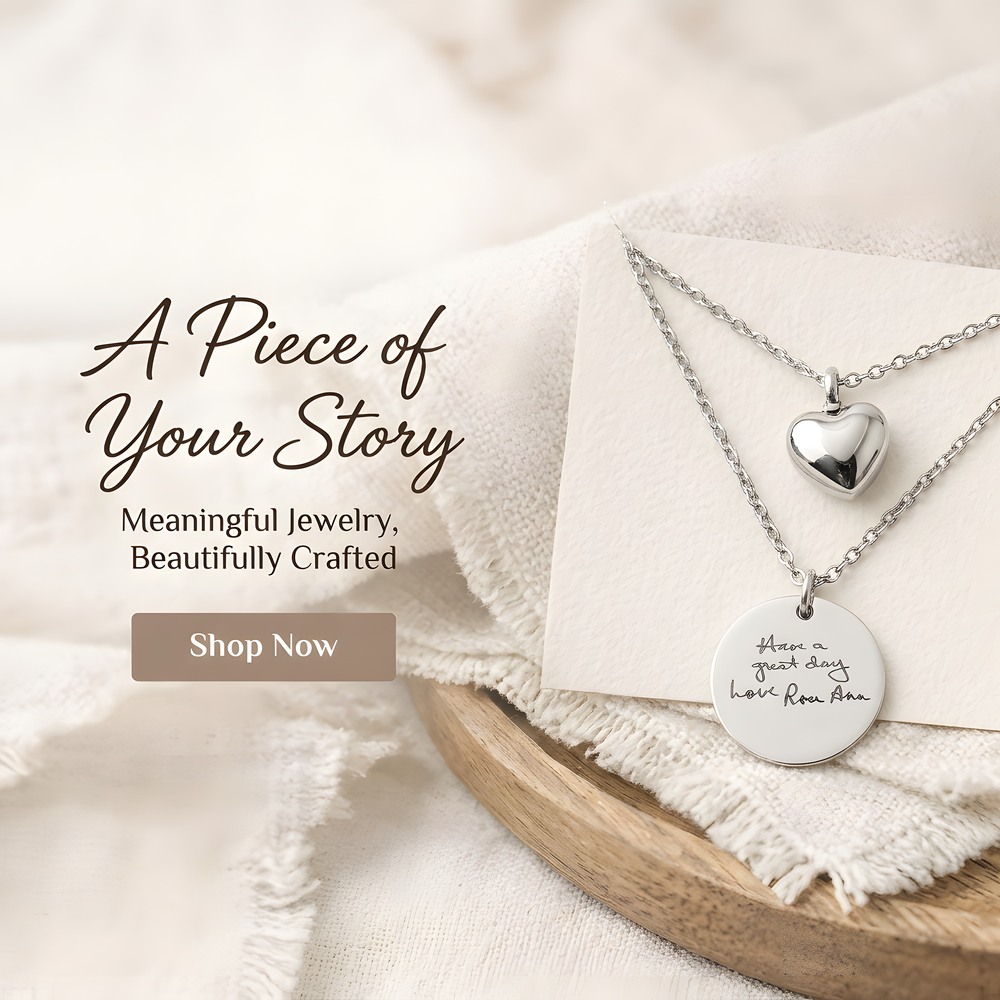 A piece of your story - hero image with handwriting necklace
