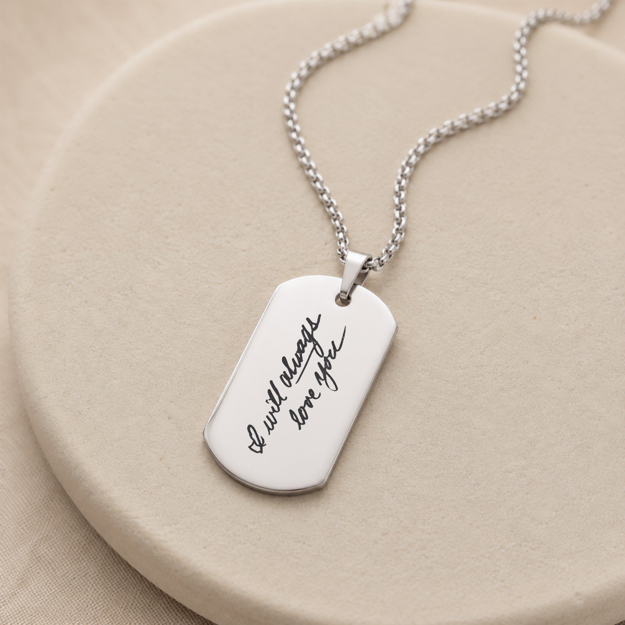 Dog Tag Handwriting Necklace