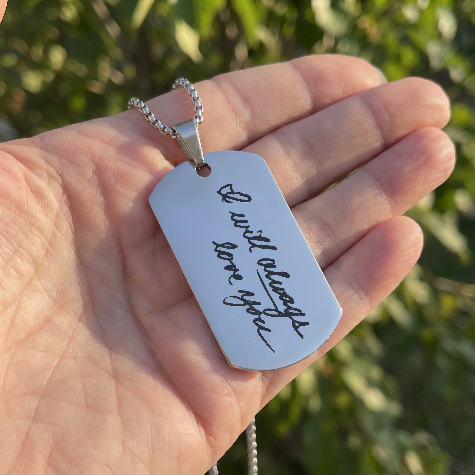 Dog Tag Handwriting Necklace