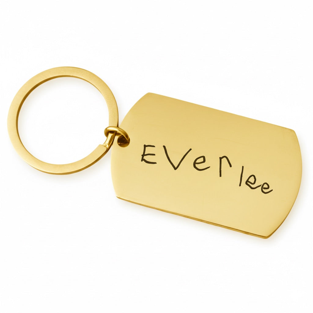 Large Handwriting Dog Tag Keychain