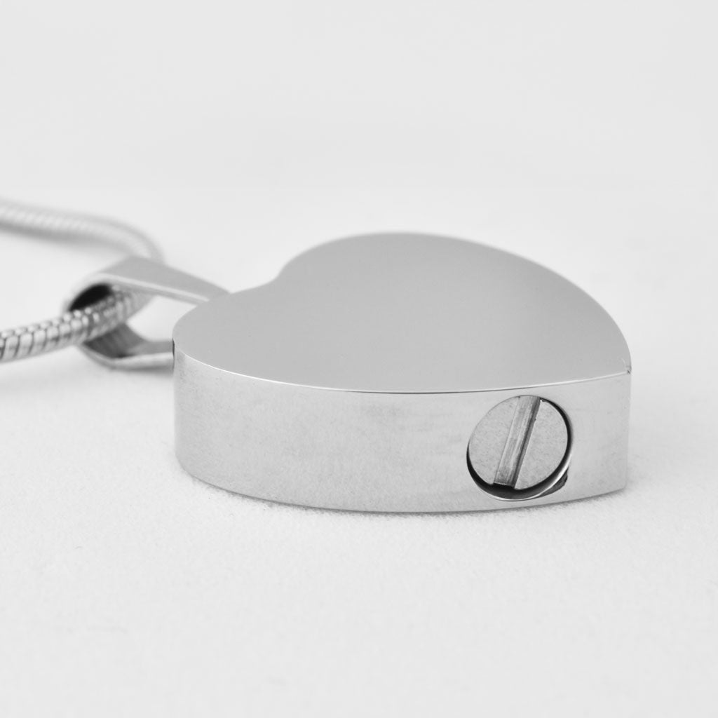 Handwriting Heart Urn Charm, Silver, Showing Screw