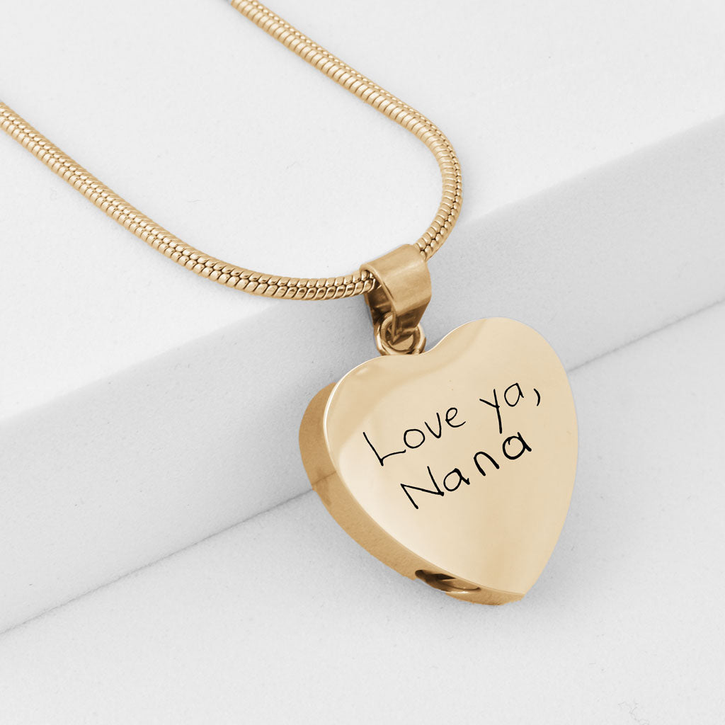 Handwriting Heart Urn Charm, Gold