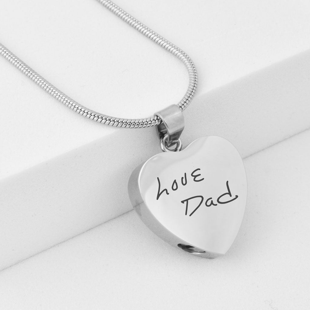 Handwriting Heart Urn Charm, Silver