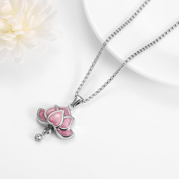 Pink Lotus Blossom Urn Necklace