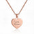Rose gold heart-shaped pendant with 'Love Turner' engraving on a white background