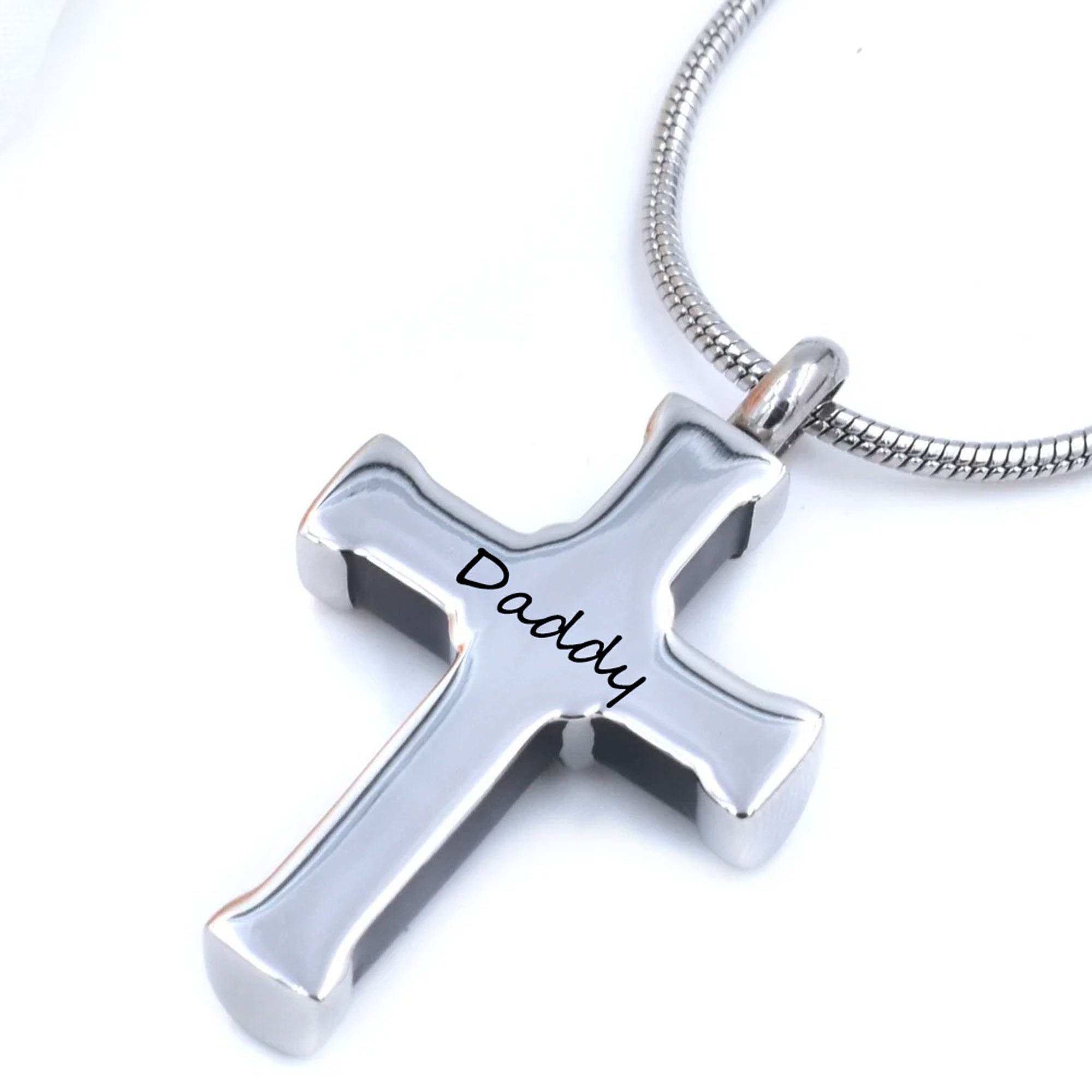 Black and Silver Hawser Cross Cremation Jewelry
