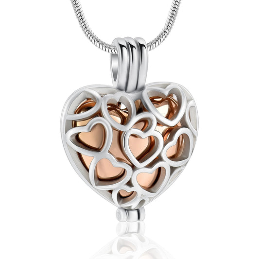 Filigree Hearts Locket Urn Necklace Sarah & Essie Rose Gold 