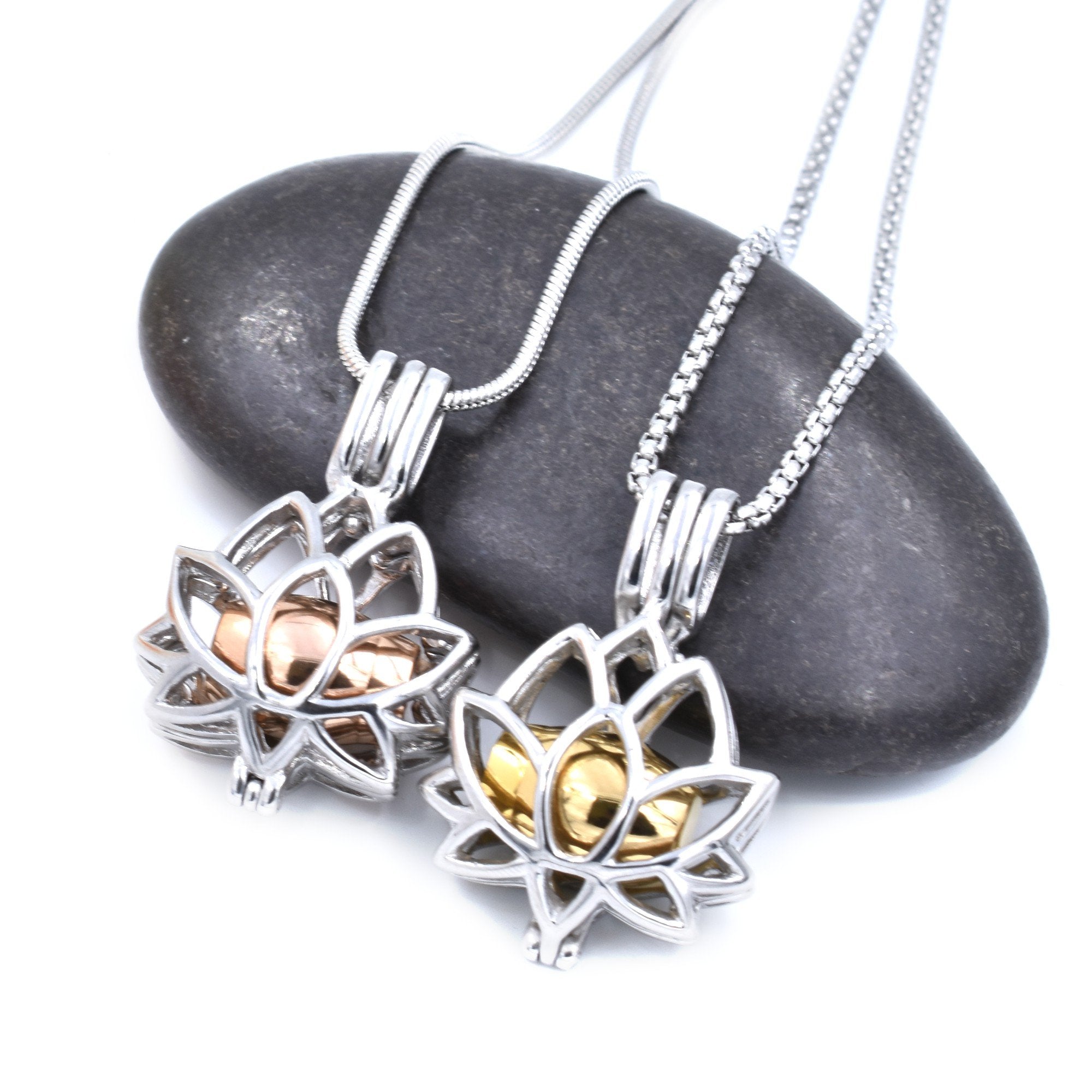 Lotus Flower Urn Necklace Sarah & Essie Gold 