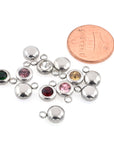 Birthstone Charms in Steel Bezel, 6.5mm