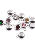 Birthstone Charms in Steel Bezel, 6.5mm