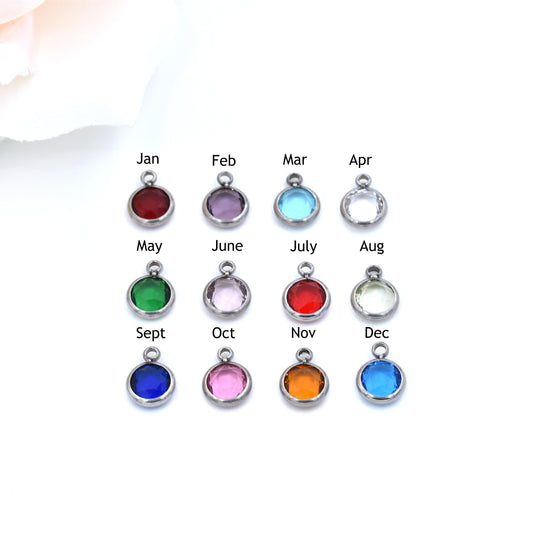 Stainless Steel Birthstone Charms, 6MM Channel Set Cremation Jewelry Accessories My Sweetest Memories 