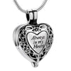 Always in My Heart Urn Locket Necklace for Ashes - White Background