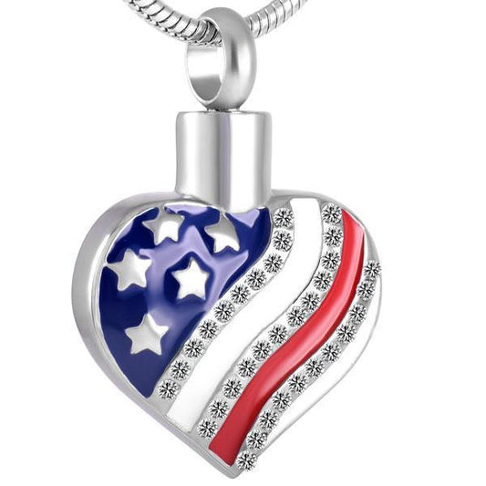 American Flag Heart Urn Necklace Sarah & Essie 