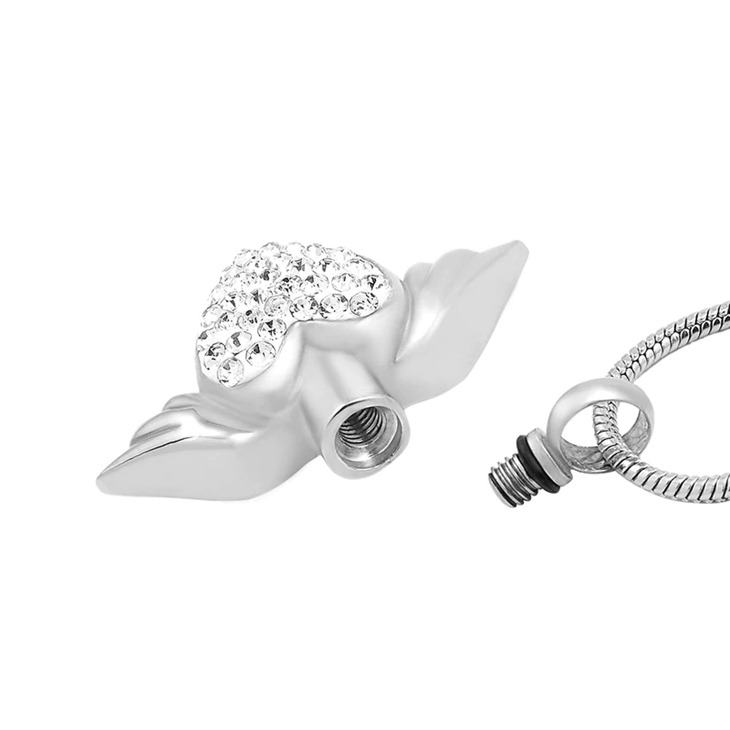 Angel Wings Holding Heart Cremation Jewelry