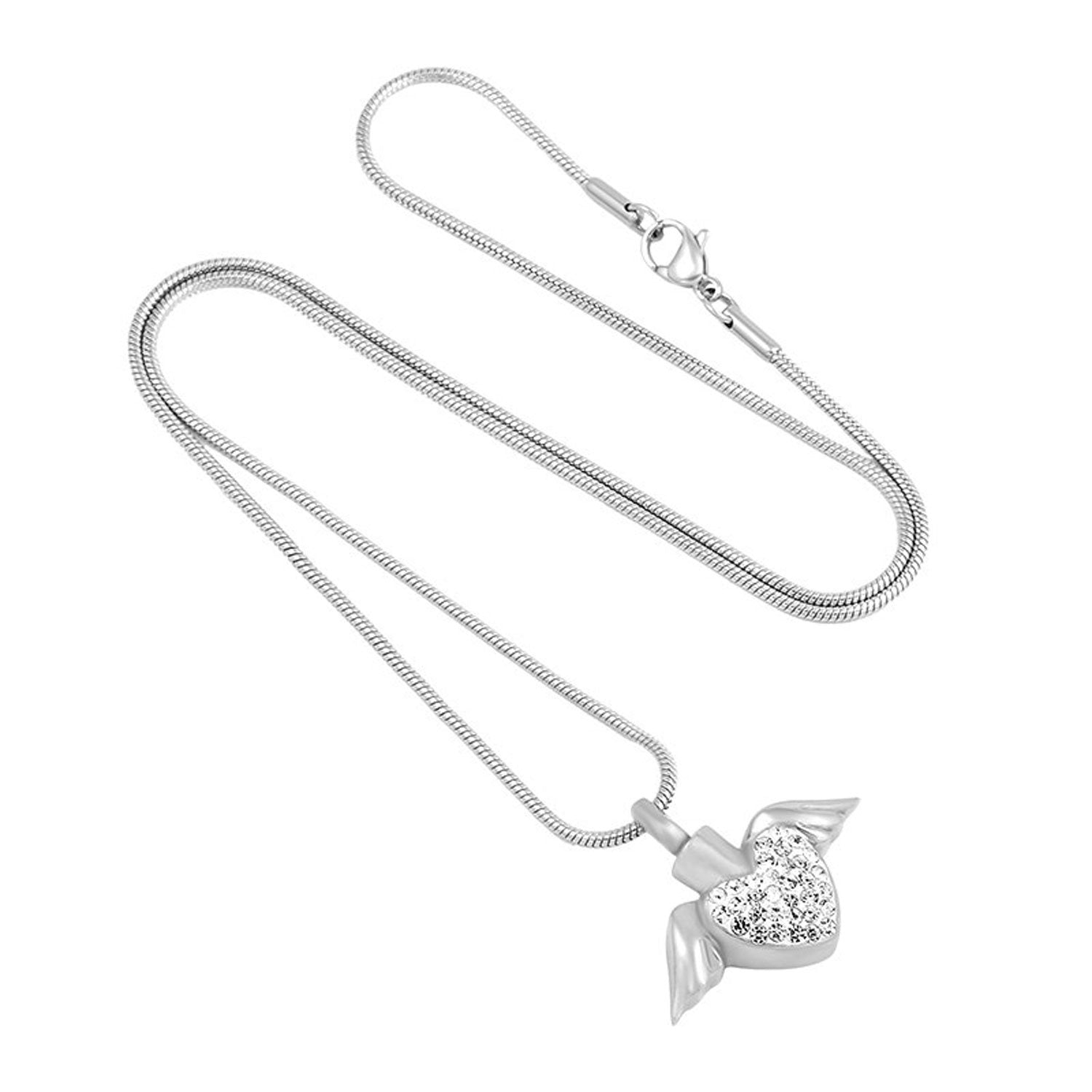 Angel Wings Holding Heart Cremation Jewelry
