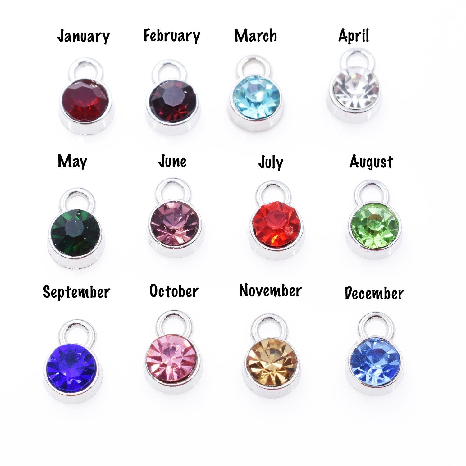 Stainless Steel Birthstone Charms, 6MM Drop Cremation Jewelry Accessories My Sweetest Memories 