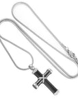 Black and Silver Hawser Cross Cremation Jewelry