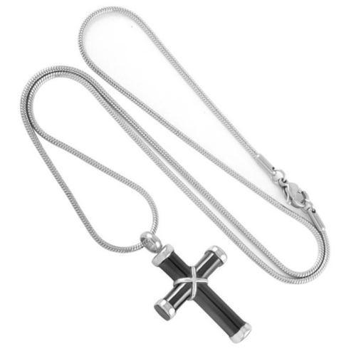 Black and Silver Hawser Cross Cremation Jewelry