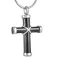 Black and Silver Hawser Cross Cremation Jewelry