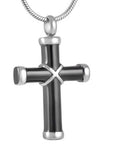 Black and Silver Hawser Cross Cremation Jewelry