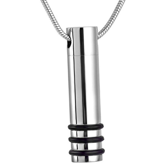 Stainless Steel and Rings Cylinder Urn Necklace Sarah & Essie 