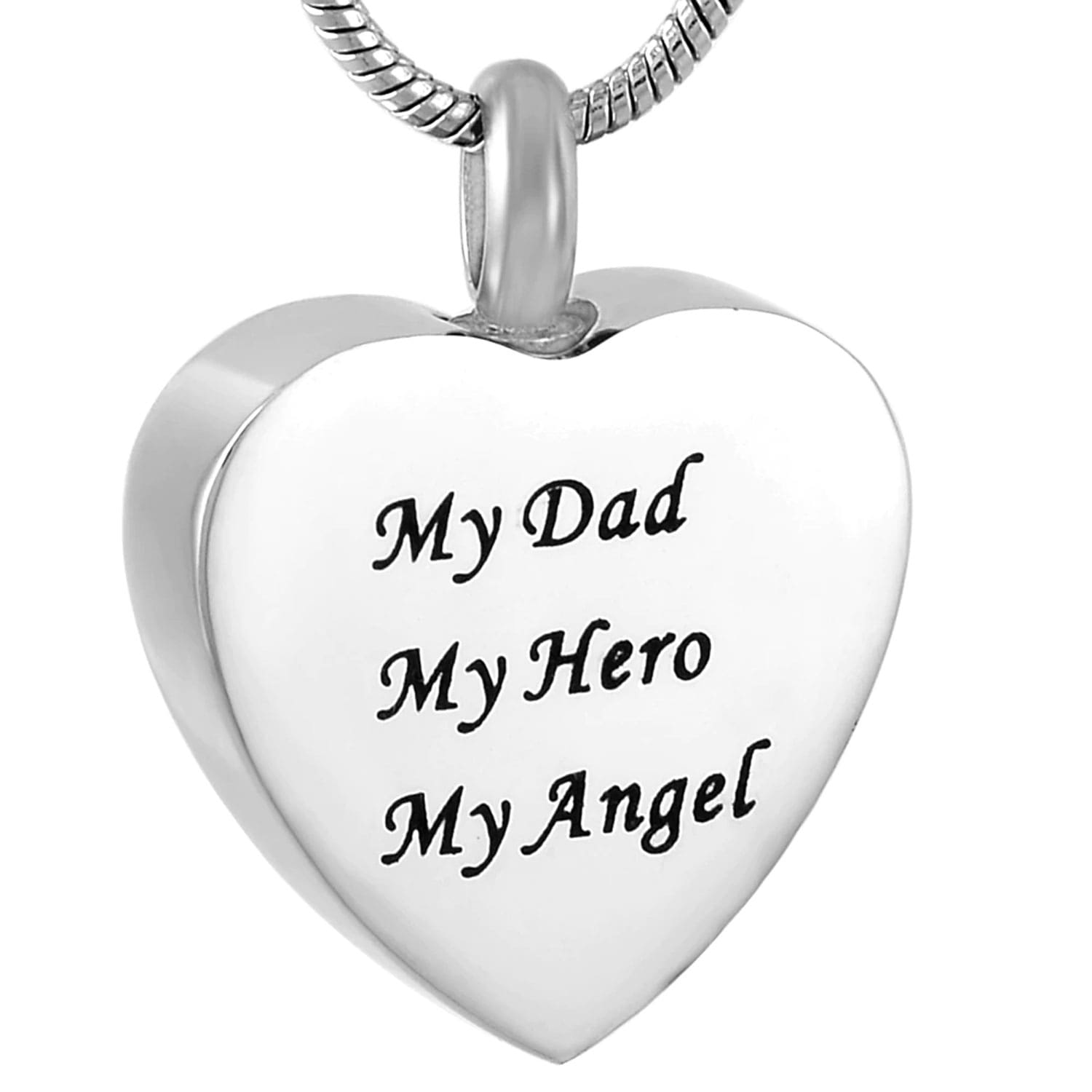 Three Engraved CREMATION URN NECKLACES We Love You Dad Brushed Silver with  Motorcycle, Bald Eagle, & Flag - w/Velvet Pouches and Fill Kit