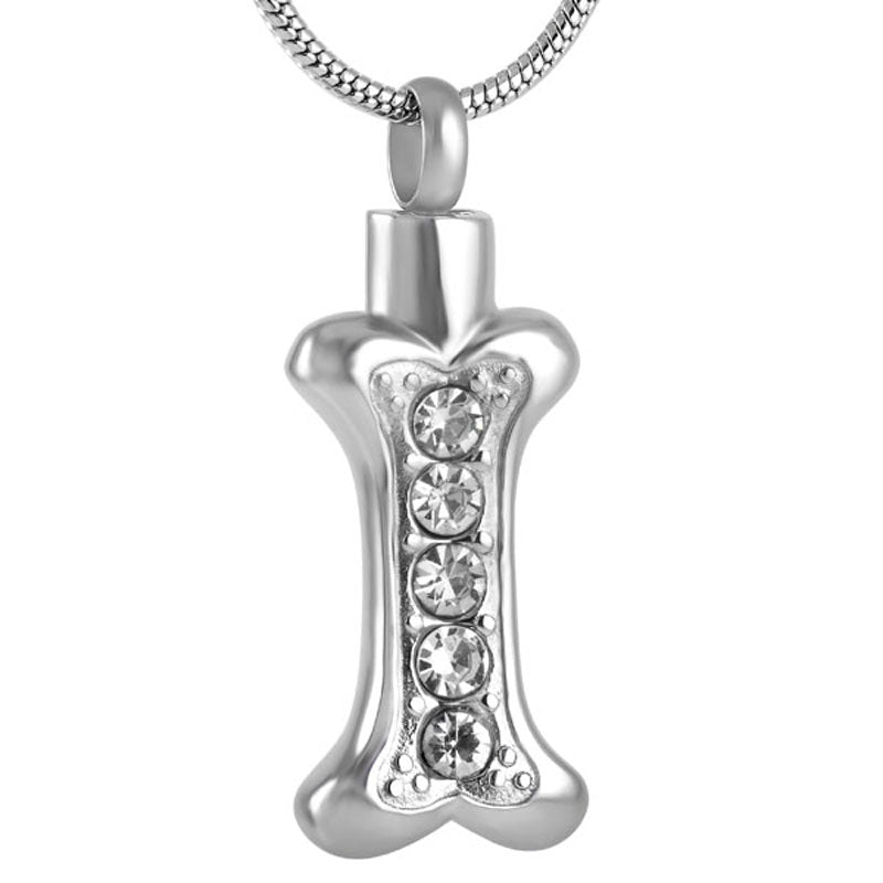 Dog Bone with Crystals Cremation Jewelry