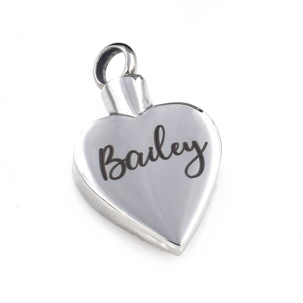 Back of paw print urn necklace with optional custom engraving